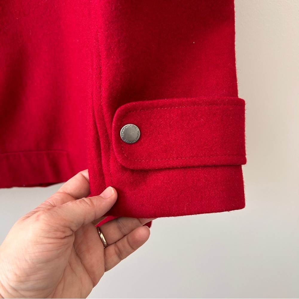 Tommy Hilfiger Women’s Small Wool Blend Coat Jacket Red Hooded Preppy Church EUC - Picture 5 of 15